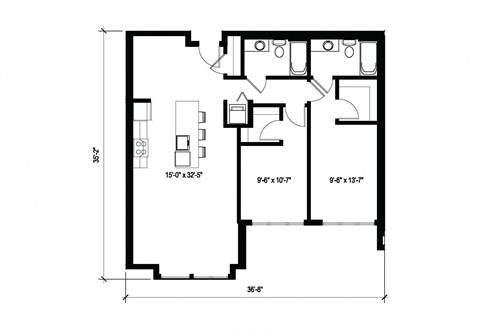 Stack House Apartments in Seattle, Washington 2x2 Floor Plan